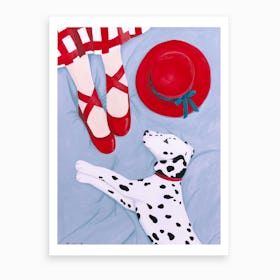 Dalmatian With Red Hat Art Print