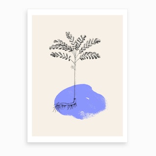 Tropical Tree Light Blue Art Print