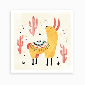 Yellow Llama Art Print