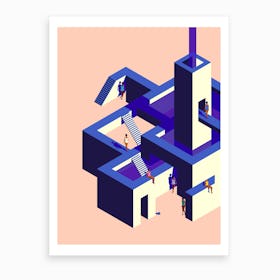 Impossible Architecture Blush And Blue Art Print
