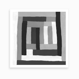 Painted Color Block Squares In Black And White Art Print