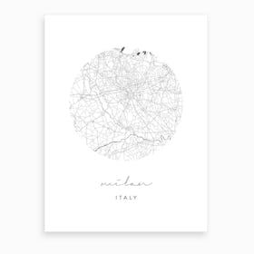 Milan Italy Circle Map Art Print