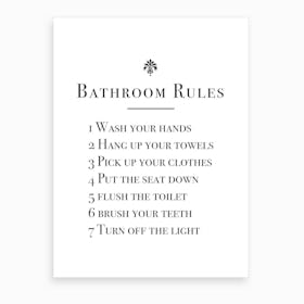 Bathroom Rules Art Print