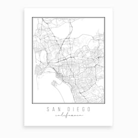 San Diego California Street Map Art Print