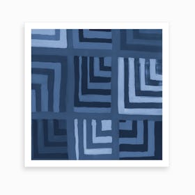 Painted Color Block Squares In Blue Art Print