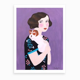 Woman And Cocker Spaniel Art Print