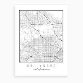 Hollywood California Street Map Art Print