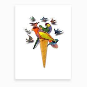 Birds Ice Cream Art Print