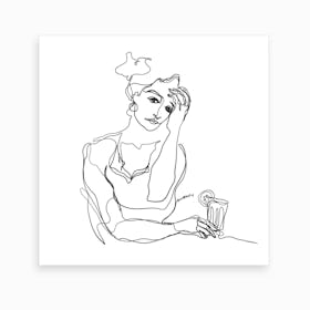 A Girl With A Cocktail Art Print