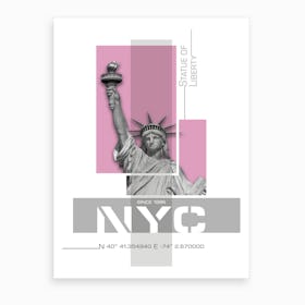 Poster Art Nyc Statue Of Liberty Pink Art Print