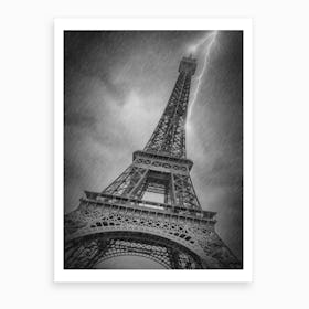 Paris Design Eiffel Tower Thunderstorm Art Print