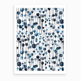 Dripping Dots Navy Art Print