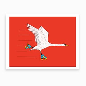Skating Swan Art Print
