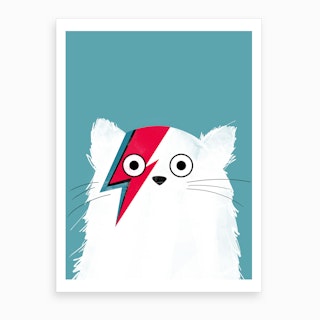 Cat Bowie White Version Art Print