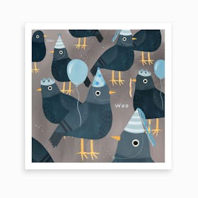 Pigeon Party Art Print