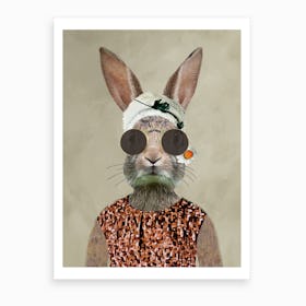 Vintage Rabbit Woman Art Print