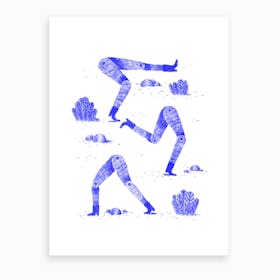 Silly Legs Blue Art Print