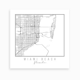 Miami Beach Florida Street Map Art Print