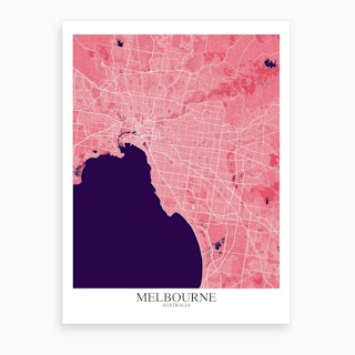 Melbourne Pink Purple Map Art Print