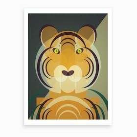 Mid Century Geometric Tiger Art Print