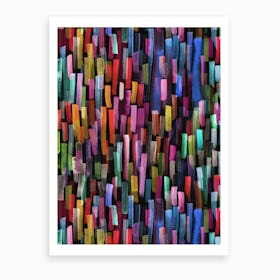 Colorful Brushstrokes Black Art Print