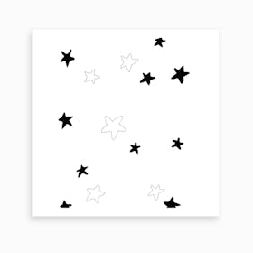 Nursery   Black And White Stars Art Print