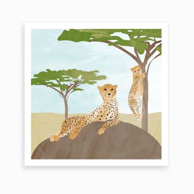 Leopard With Baby Art Print