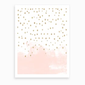 Baby Pink Stroke with Gold Spots Art Print