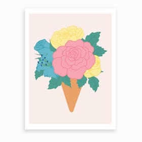 Pastel Ice Crem With Roses Art Print