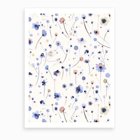 Blue Soft Flowers Art Print