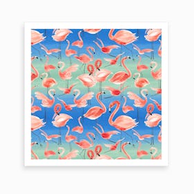 Flamingo Pink Square Art Print