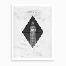 London Elizabeth Tower Coordinates Art Print