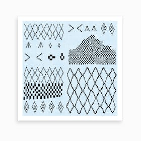 Moroccan Patchwork In Baby Blue Art Print