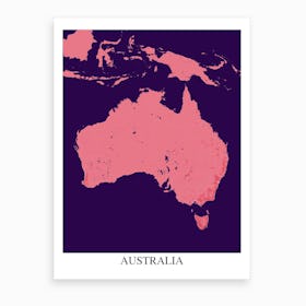 Australia Pink Purple Map Art Print