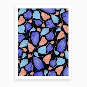 Midnight Ginkgo Leaves  Art Print