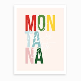 Montana The Treasure State Color Art Print