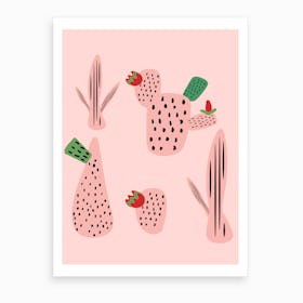 Mid Mod Cactus Pink Art Print