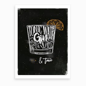 Gin and Tonic Chalk Cocktail Art Print