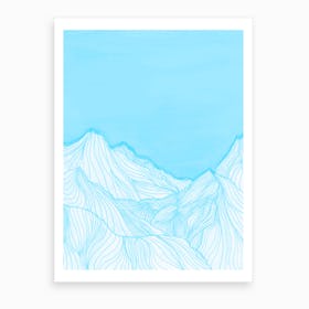 Lines In The Mountains   Aqua Art Print