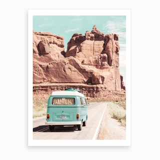 Boho Van In The Desert Art Print