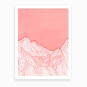 Lines In The Mountains   Pink Art Print
