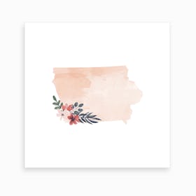Iowa Watercolor Floral State Art Print