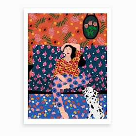 Girl In The Sofa Art Print