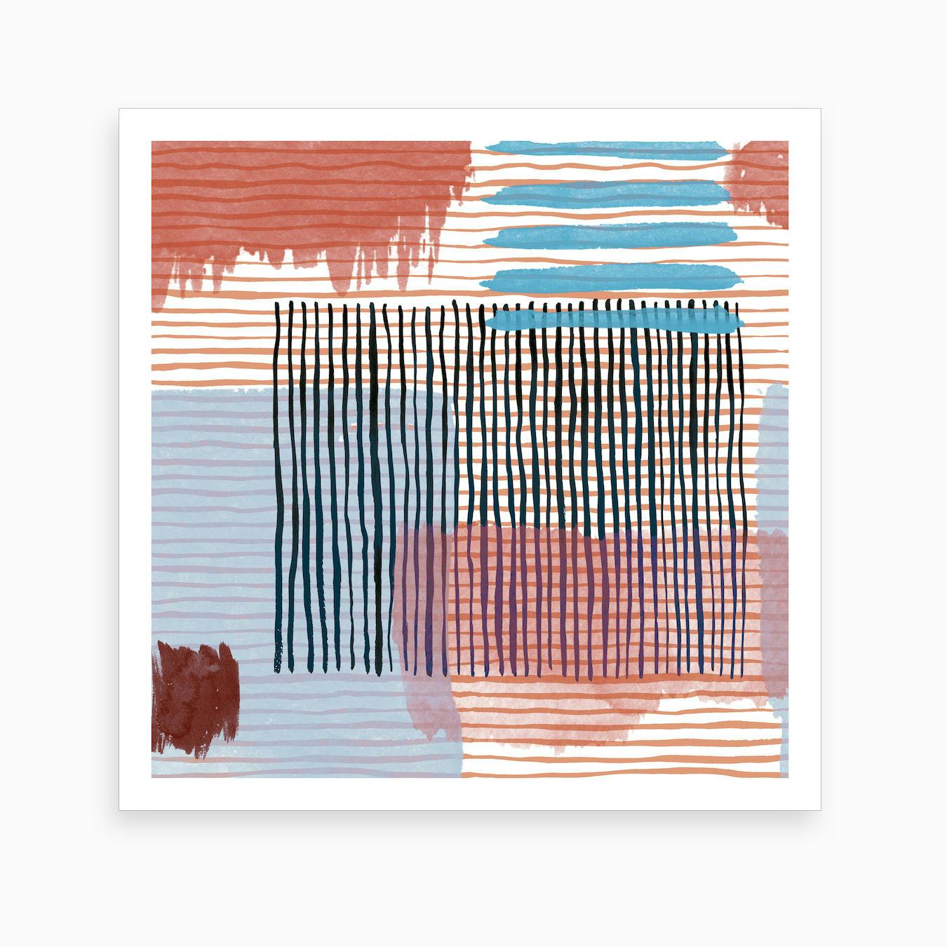 Green Orange Red Stripes Giclee Canvas Colourful Abstract Wall Art Picture