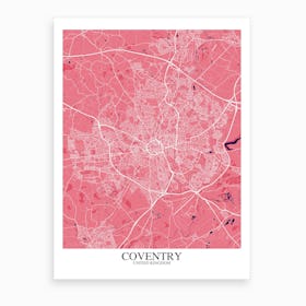 Coventry Pink Purple Map Art Print