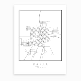 Marfa Texas Street Map Art Print