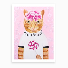 Cat And Lollypop Art Print