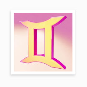 Zodiac Pink And Yellow Sign Gemini Art Print