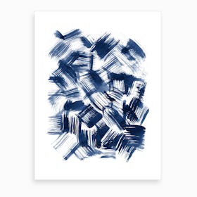 Blue Brush Strokes Art Print