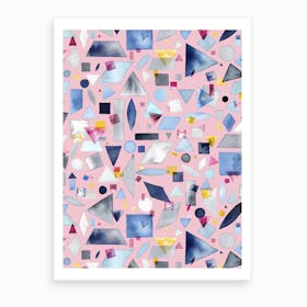 Geometric Pieces Pink Art Print